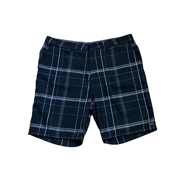 ONeill Mens Plaid Board Shorts Size 40 Black & Gray - Picture 1 of 4
